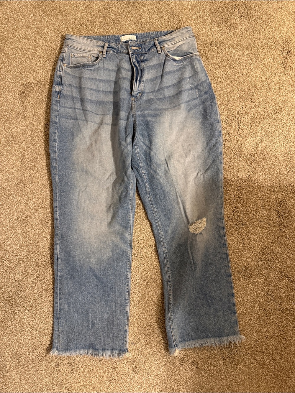 LOFT Light Blue Cropped Distressed Jeans